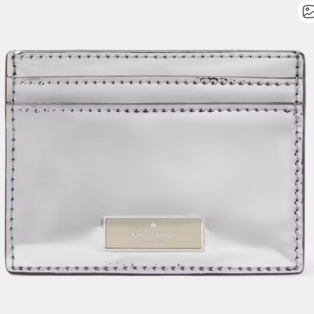 Kate Spade Silver Metallic Mirror Card Holder NWT Retails:$89 - Picture 2 of 3